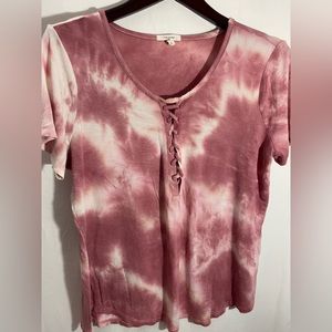Maurices Dusty Rose & White Top Size Large
